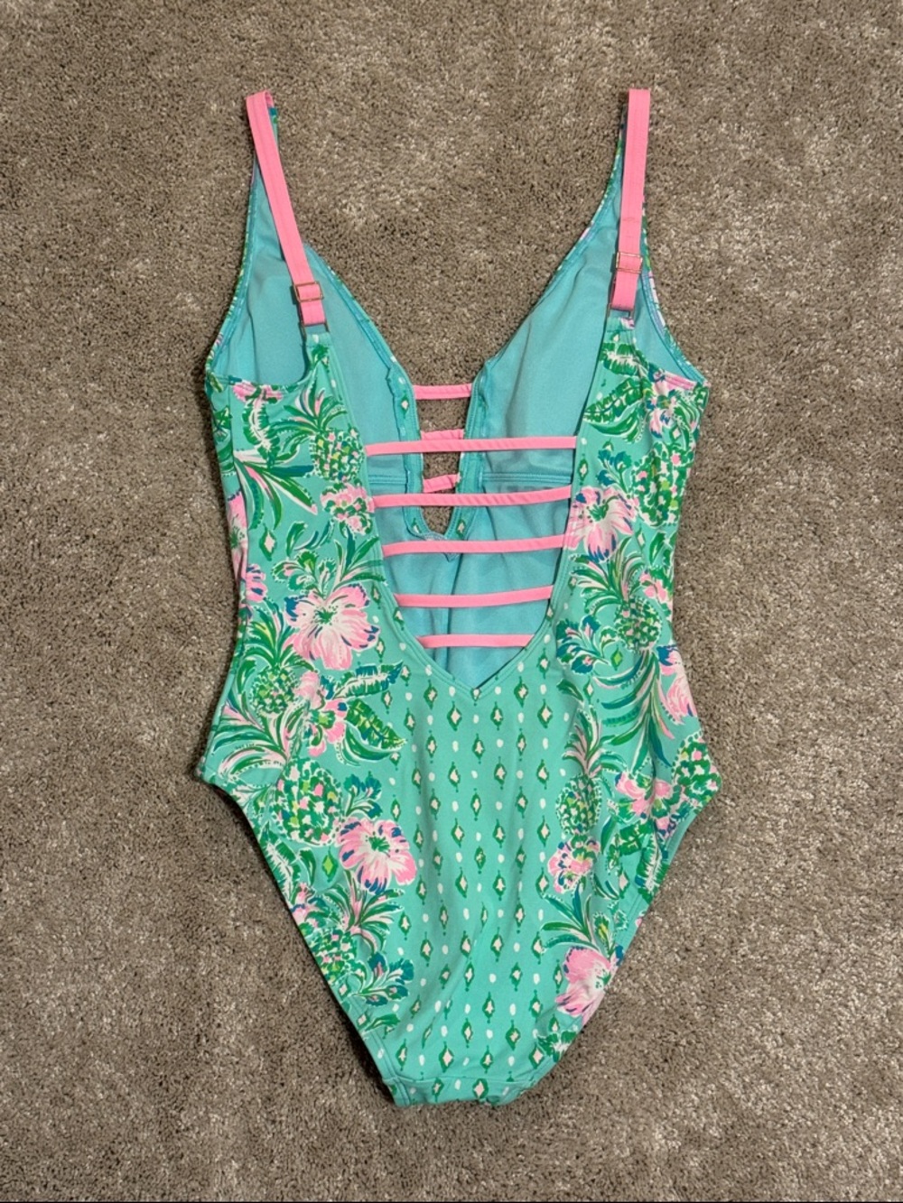 Lilly Pulitzer Jaspen One-Piece Swimsuit in Surf Blue Oh Diamond Girl - Picture 3 of 4